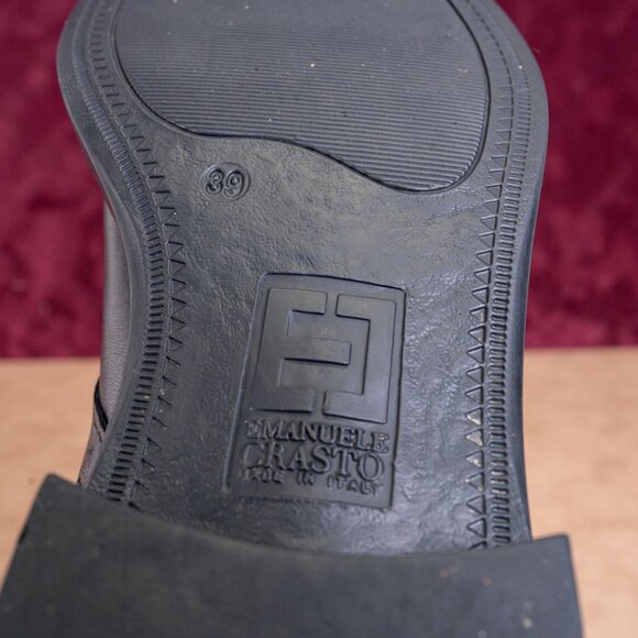 Emanuele Crasto Wmn Black Italian Leather Strap Buckle Zip Ankle Boots 9US EUR39 - Picture 8 of 8